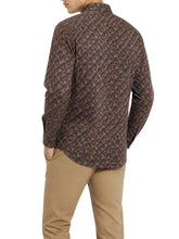 Polo Shirt Mens Long-Sleeve Printed Swirl Orange