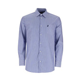 Polo Shirt Mens Long-Sleeve Relaxed Fit Pocket Stripe Blue