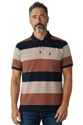Polo Mens Textured Stripe Double Mercerised Golfer – Multi