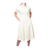 Polo Womens Emily Short Sleeve Fit & Flare Golfer Dress - Off White