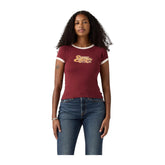 Levi’s Women’s Riley Raglan Glitz Slim Fit Tee – Burgundy