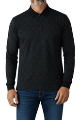 The Polo Argyle Jacquard Long Sleeve Golfer – Textured Black