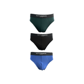 Cutty Cotton Briefs 3-Pack Emerald/Black/Blue