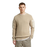 G-Star Knitted Mix Washed Sweater - Cream Baige | Woven Pullover