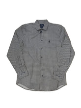 Polo Shirt Mens Long-Sleeve Classic Square Print Grey