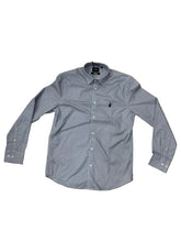 Polo Shirt Mens Long-Sleeve Geometric Printed Blue