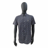 Polo Shirt Mens Short-Sleeve Floral Print Navy