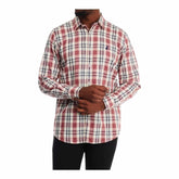 Polo Shirt L/S Textured Check Dk Pink