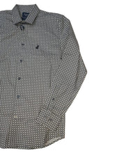 Polo Shirt Mens Long-Sleeve Classic Square Print Grey