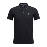 Polo Men’s DM Button Golfer – Classic Black Short Sleeve Golf Polo Shirt