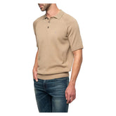 Polo Men’s Knitted Short Sleeve Golfer – Camel Brown Classic Knit Polo Shirt