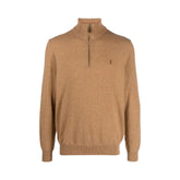Polo Knitwear 1/4 Zip Funnel Neck Camel