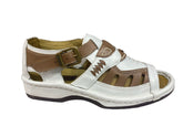 Omega Duna White & Tan Leather Sandals