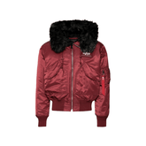 Alpha Industries 45/P Hooded Bomber Jacket Fur Burgandy