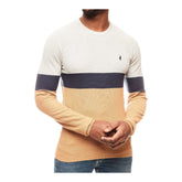 Polo Textured Stripe Jersey - Camel & Charcoal