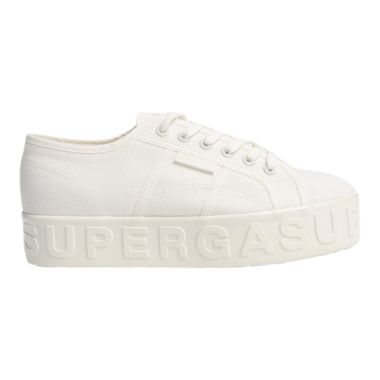 Superga 2790 Platform Shiny 3D Lettering White Avorio