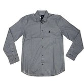 Polo Shirt Mens Long-Sleeve Classic Dot Print Black