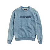 G Star Sweater Distressed Logo Faded Blue