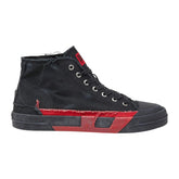 Diesel S-D-Verse Mid 2 Sneakers For Men – Black/Red Distressed Canvas High-Tops
