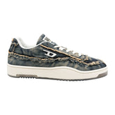 Diesel S-Tracker-D Low Sneakers – Blue Frayed Denim with Transparent Sole