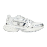 Diesel S-Pro-V-Dense Metallic Mesh Women’s Sneakers – White/Silver Oval D Logo
