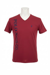 Polo T-Shirt Mens V-Neck Pjc Flock Burgandy