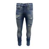 Vialli Scheletrico Ripped Skinny Jeans Jingachi Washed Blue