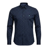 Polo Shirt Mens Long-Sleeve Signature Geometric Navy