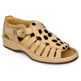 Omega Kgosi Soft Saddle Cheetah Sandals Taupe/Beige