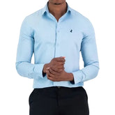 Polo Shirt Mens Long-Sleeve Essential Sateen Blue