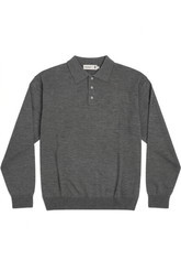Pringle Long-Sleeve 3 Button Golfer Grey