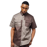 Dickies Short Sleeve Brooklyn Two Tone Shirt Choc/Taupe