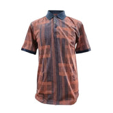 Polo Golfer Double Mercerised Linear Print Orange/Navy