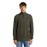 G Starr Sweater Knitted Zip Honey Comb Struct Olive