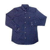 Polo Shirt Mens Long-Sleeve Print Navy
