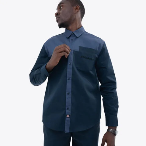 Dickies Melbourne Two-Tone Long Sleeve Shirt – Navy