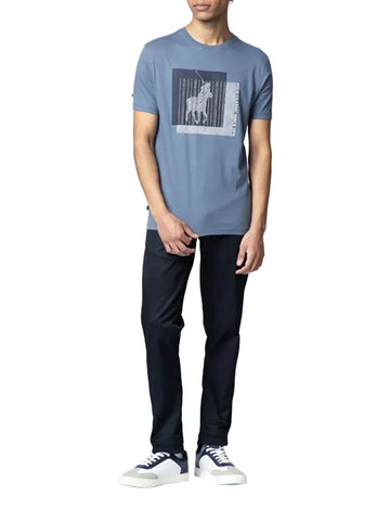 The Polo Classic Linear Box Tee – Slate Blue