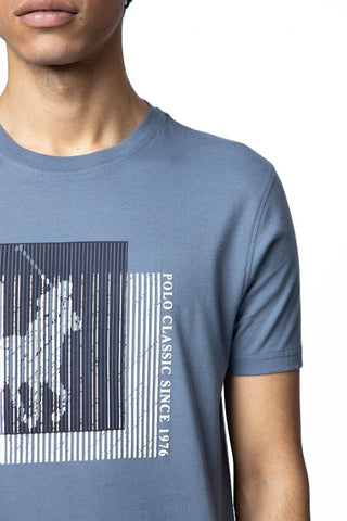 The Polo Classic Linear Box Tee – Slate Blue