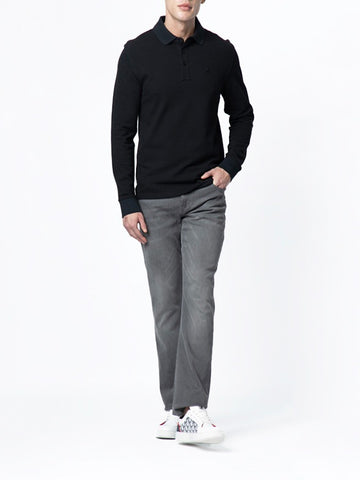 The Polo Essential Pique Long Sleeve Golfer – Jet Black