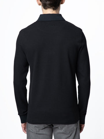 The Polo Essential Pique Long Sleeve Golfer – Jet Black