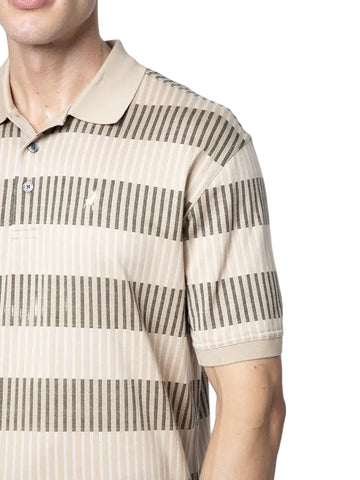 The Polo Stripe Double Mercerised Short Sleeve Golfer – Stripe Stone
