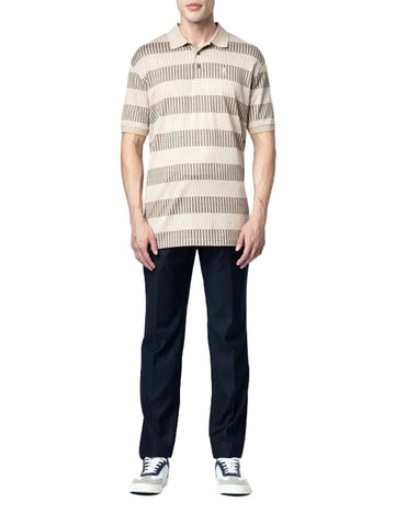The Polo Stripe Double Mercerised Short Sleeve Golfer – Stripe Stone