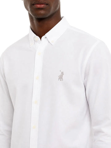 Polo Shirts Long-Sleeve Classic Plain Oxford White