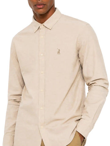 Polo Shirts Long-Sleeve Classic Plain Oxford Stone