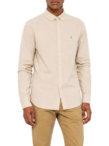 Polo Shirts Long-Sleeve Classic Plain Oxford Stone