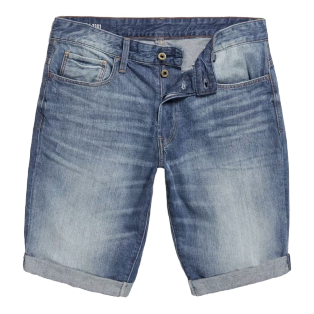 G Star Shorts 3301 Button Medium Aged Denim