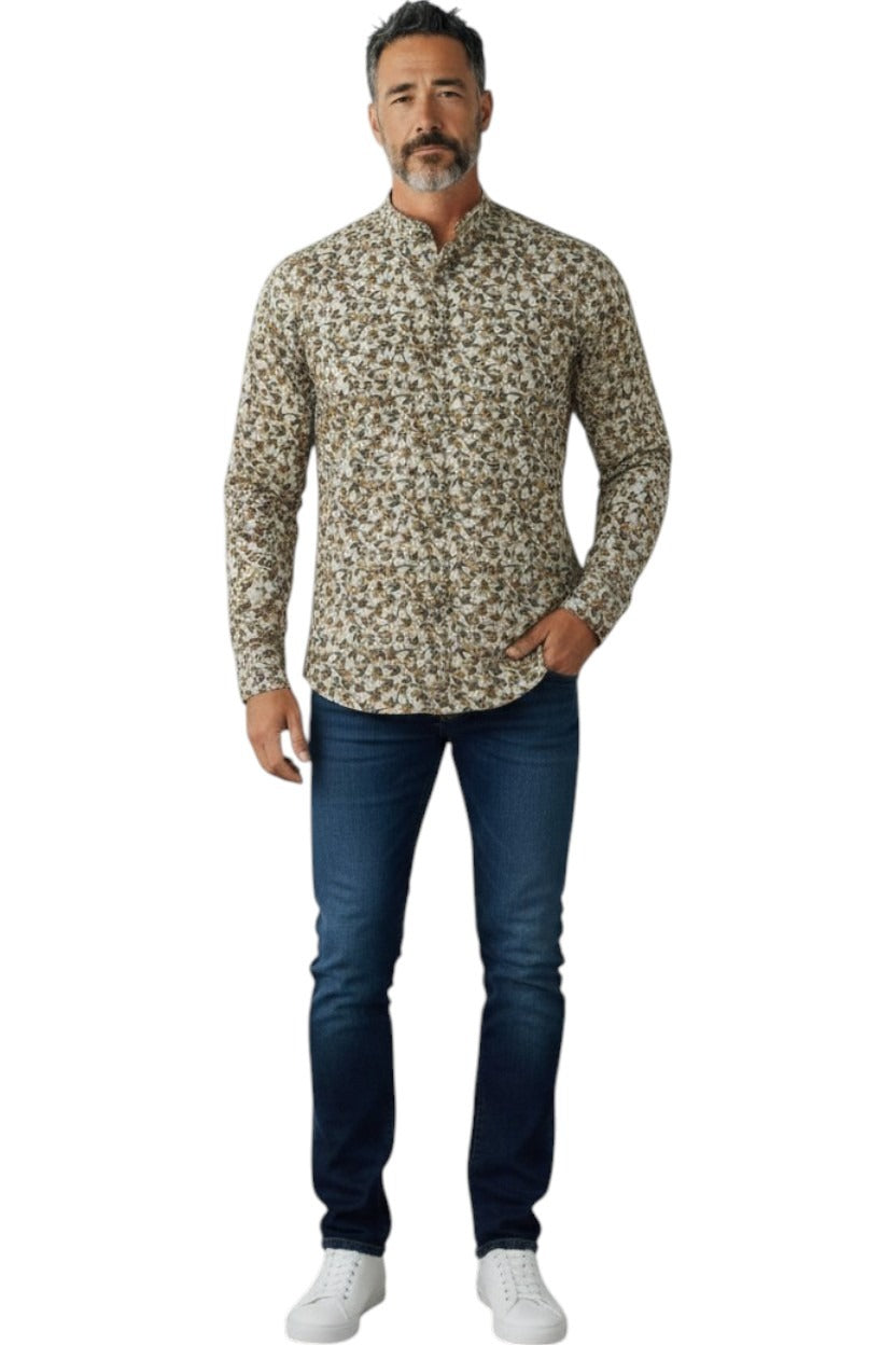 Jonathan D Long-Sleeve Dune Leaves Stone