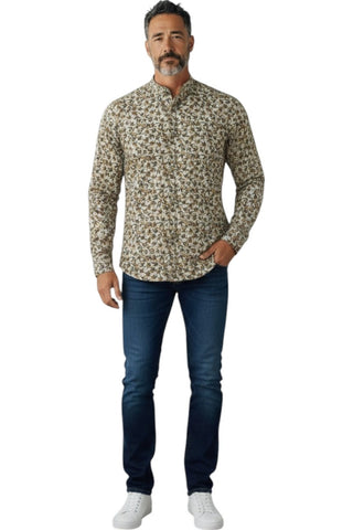 Jonathan D Long-Sleeve Dune Leaves Stone