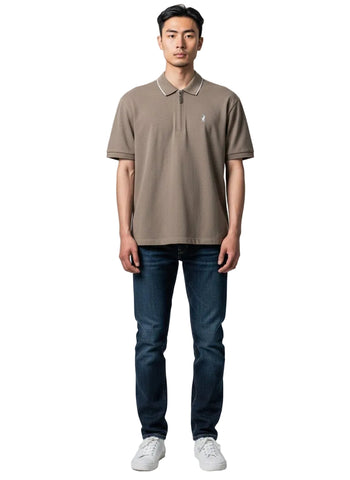 The Polo Essential Pique Quarter-Zip Golfer – Soft Taupe