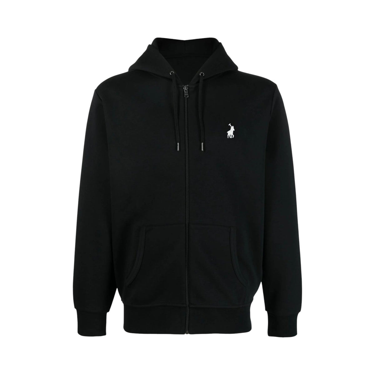 Polo Sweater Sport Hooded Zip Black